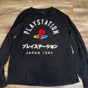 Sony Black PlayStation Logo Long Sleeve Shirt with Multicolor Emblem